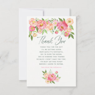 Tarjeta De Agradecimiento Flores de peonía Baby Shower de primavera Agradeci