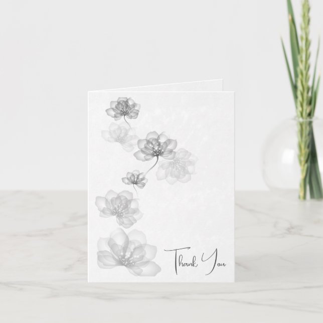 Tarjeta De Agradecimiento Flores De Plata Iridiscente Por Solidaridad Gracia (Anverso)