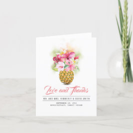Tarjeta De Agradecimiento Flores de playa tropical piña gracias