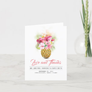 Tarjeta De Agradecimiento Flores de playa tropical piña gracias