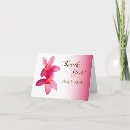 Tarjeta De Agradecimiento Flores de Plumeria rosa en rosa, floral, Boda