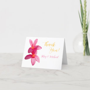 Tarjeta De Agradecimiento Flores de Plumeria rosa, tropical, Boda floral,
