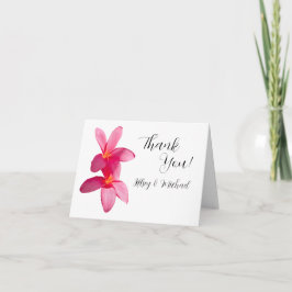 Tarjeta De Agradecimiento Flores de Plumeria rosa, tropical, Boda floral,