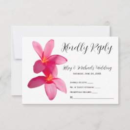 Tarjeta De Agradecimiento Flores de Plumeria rosa, tropical, floral, RSVP
