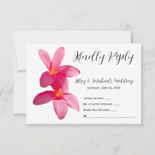 Tarjeta De Agradecimiento Flores de Plumeria rosa, tropical, floral, RSVP