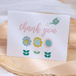 Tarjeta De Agradecimiento Flores de primavera Chica de mariposa rosa Baby Sh