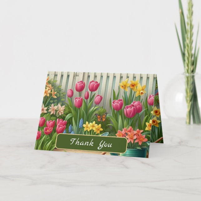 Tarjeta De Agradecimiento Flores de primavera Tulip Daffodils (Anverso)
