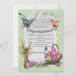 Tarjeta De Agradecimiento Flores de primavera y hadas de mariposa