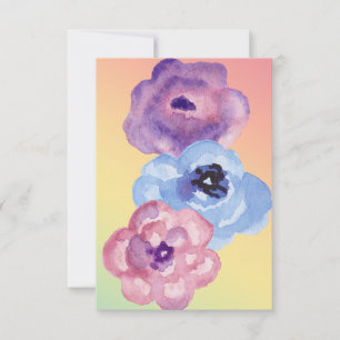 Tarjeta De Agradecimiento Flores de Rosa acuarela