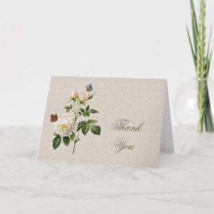 Tarjeta De Agradecimiento Flores de rosa blancas vintage gracias