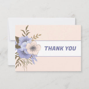 Tarjeta De Agradecimiento Flores de Rosa Silvestre de Cinco Pétalos Violeta