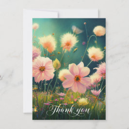 Tarjeta De Agradecimiento Flores de simpatía en el campo GRACIAS