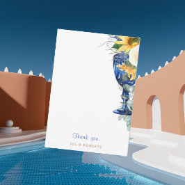 Tarjeta De Agradecimiento Flores De Sol Mediterráneas Ducha Gracias Azul