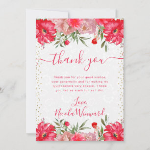 Tarjeta De Agradecimiento Flores de verano rosadas y sonrosadas Quinceañera