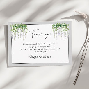 Tarjeta De Agradecimiento Flores de Wisteria blancas acuarela Funeral
