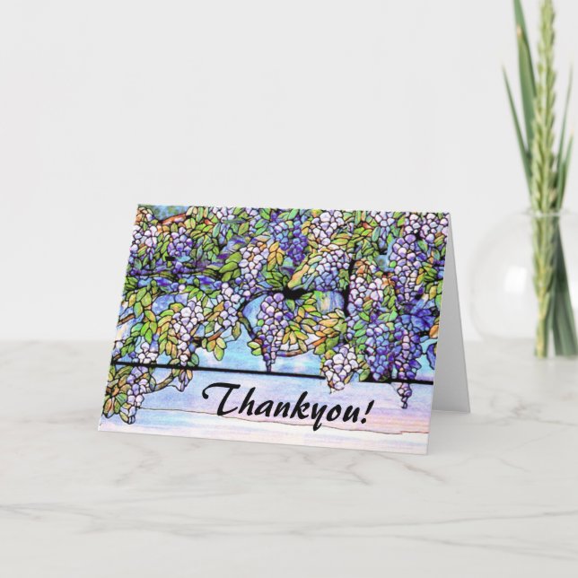 Tarjeta De Agradecimiento Flores del vitral de Nouveau Tiffany del arte (Anverso)