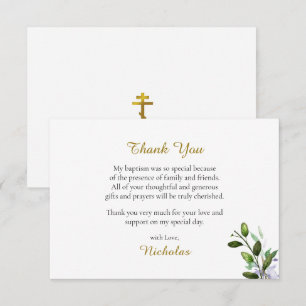 Tarjeta De Agradecimiento Flores delicadas de lila Eucalipto Bautismo Ortodo