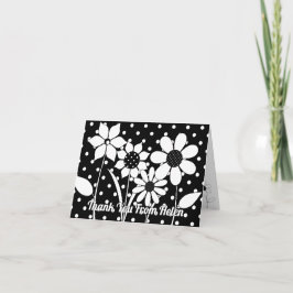 Tarjeta De Agradecimiento Flores divertidas adultas colorantes y puntos de p