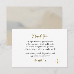 Tarjeta De Agradecimiento Flores doradas elegantes Bautismo cristiano ortodo