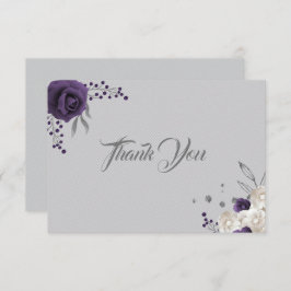 Tarjeta De Agradecimiento Flores doradas y doradas gris