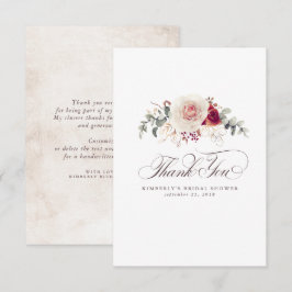 Tarjeta De Agradecimiento Flores Elegantes de Sombra Terrosa Gracias Pequeña