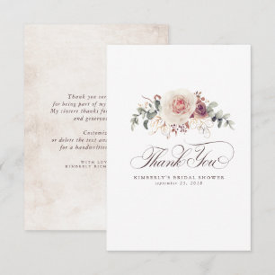 Tarjeta De Agradecimiento Flores Elegantes de Tonos Terrosos, Pequeño Gracia