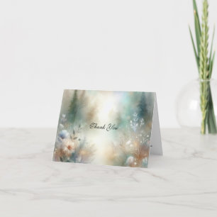 Tarjeta De Agradecimiento Flores Elegantes en un Reino Boscoso de Boda