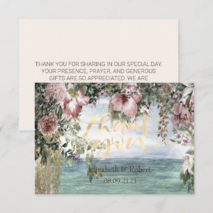 Tarjeta De Agradecimiento Flores Elegantes Océano