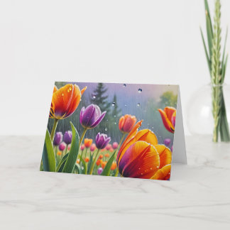 Tarjeta De Agradecimiento Flores en la lluvia