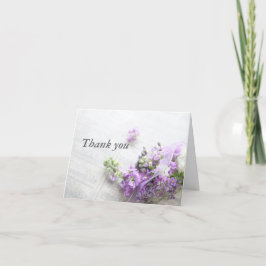 Tarjeta De Agradecimiento flores en lavanda con música de hojas gracias