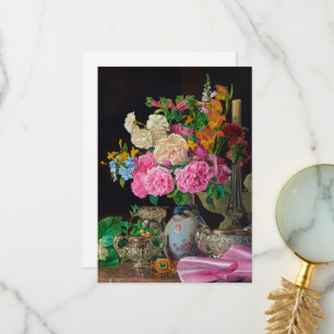 Tarjeta De Agradecimiento Flores en una bolsa de porcelana con candelero