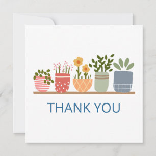 Tarjeta De Agradecimiento Flores Enmacetadas Caprichosas Amante Del Jardín