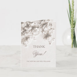 Tarjeta De Agradecimiento Flores esculpidas blancas | Foto de boda