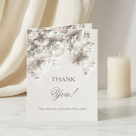 Tarjeta De Agradecimiento Flores esculpidas en marfil | Foto de boda