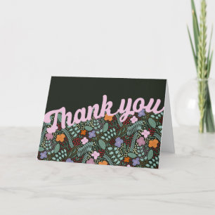 Tarjeta De Agradecimiento Flores Estilizadas Millefleur Tonos Cálidos