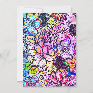 Tarjeta De Agradecimiento Flores extravagantes Notecard púrpura