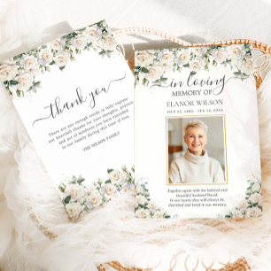 Tarjeta De Agradecimiento Flores florales de rosas blancas foto monumento co