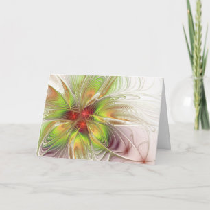Tarjeta De Agradecimiento Flores fractales de fantasía suaves y tiernas 