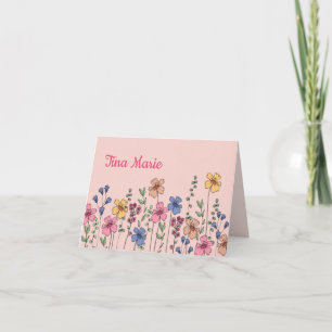 Tarjeta De Agradecimiento Flores hechas a mano Notecard personalizada