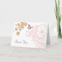 Tarjeta De Agradecimiento Flores ilustradas y Boda de mariposas gracias