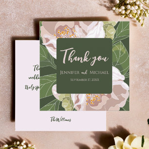 Tarjeta De Agradecimiento Flores Lujuriosas y Elegante Vegetación