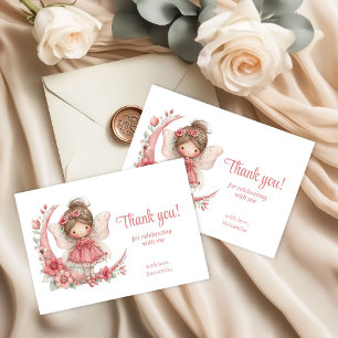Tarjeta De Agradecimiento Flores Mágicas Rosadas Fantasiosas Gracias por tu