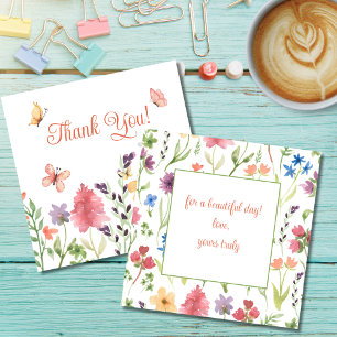 Tarjeta De Agradecimiento Flores Mariposas Gracias por un Día Hermoso