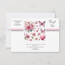 Tarjeta De Agradecimiento Flores Modernas y Mariposas Funeral