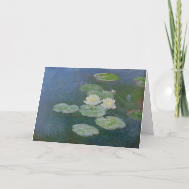 Tarjeta De Agradecimiento flores monet water-lilies-night-Effect-1899 (Anverso)