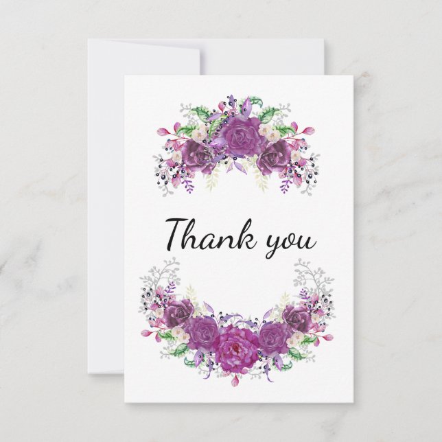 Tarjeta De Agradecimiento Flores moradas (Anverso)