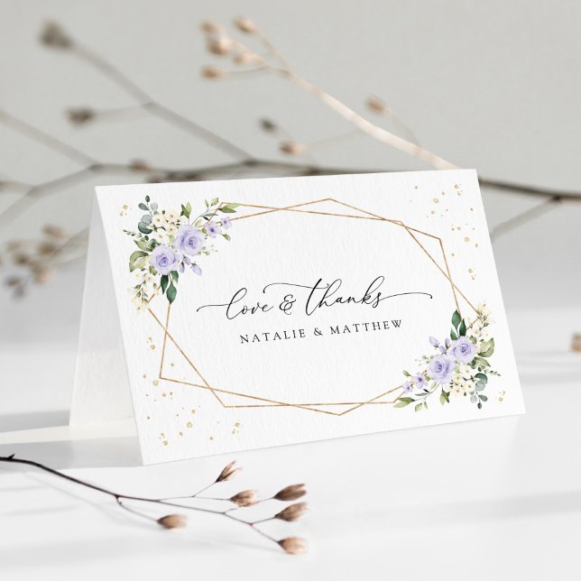 Tarjeta De Agradecimiento Flores moradas, flores blancas, boho, Boda (Subido por el creador)