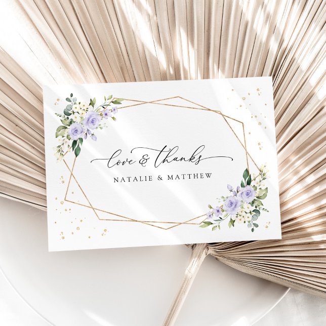 Tarjeta De Agradecimiento Flores moradas, flores blancas, vegetación, Boda (Subido por el creador)