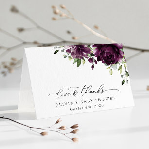 Tarjeta De Agradecimiento Flores moradas, flores de ciruela, Boho, Baby Show