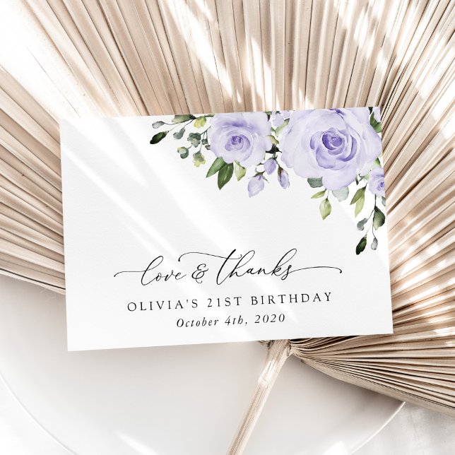 Tarjeta De Agradecimiento Flores moradas, flores de lagarto, boho, cumpleaño (Subido por el creador)